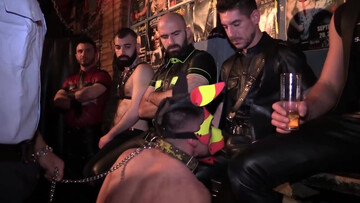 Obedient male slave takes these huge dicks for a wild spin