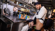 The chef is banging his colleague and cums on his face