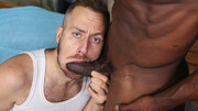 Steamy bloke tries hefty BBC at the locker room in sexy interracial