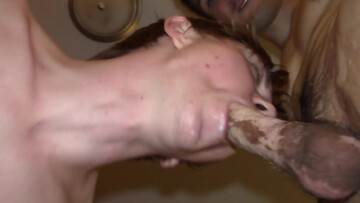 Cute blond lad gives a blowjob and gets banged by two lads