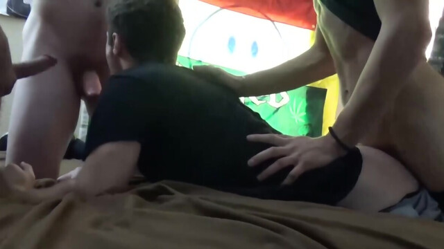 Teen lads with lanky bodies are having sex on the bed