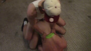 Wearing a jock strap while bending over for a girthy penis