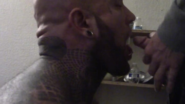 Bear with lots of tattoos gives a blowjob in a compilation