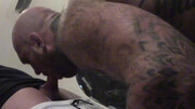 Facefucking in the upside down position for a tall stud