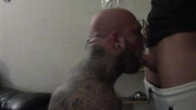 Facefucking in the upside down position for a tall stud