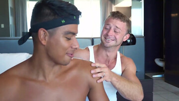 Black man works out with a perverted white coed