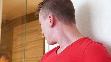 Masturbating while spying on the stepbro in the shower