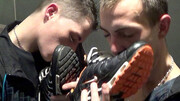 Amateur boys mix foot fetish with anal in a loud gay duo