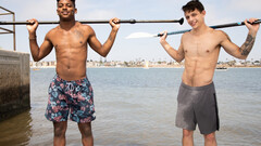 Slim boyfriend and his black buddy decide to share restless gay content