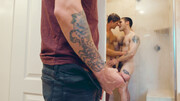 Muscular men share tight ass together in hotel room anal romance