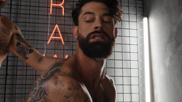 Tattooed hunks with amazing bodies having sex with passion