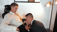 Hunky boyfriends take a break and start  having sex