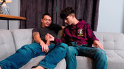 Male slut in a jock strap is having sex with his stepbro
