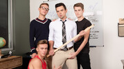 College boys share the classroom for something else than study