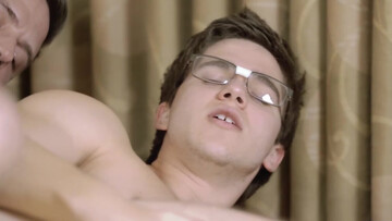 Nerdy coed wears glasses and hires a muscular escort