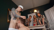 Covered in tattoos and fucking in front of a crowd