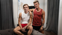 Steamy blokes share mind-blowing ass sex on a chair