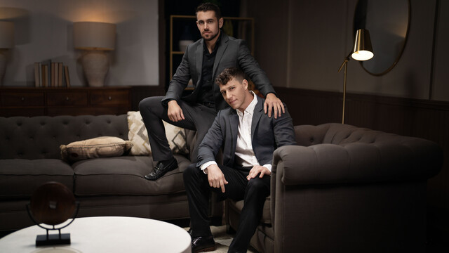 Romantic couch sex with classy Dante Colle and Paul Canon