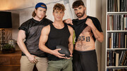 Sexy men share ass and cock together in homemade gay threesome