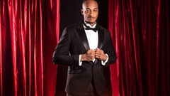 Black men in hot suits pose hot in sexy gay duo