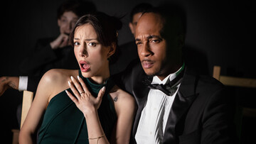 Black men in hot suits pose hot in sexy gay duo