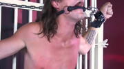 Chained male gets gagged and roughly spanked during rough sexual fetishes