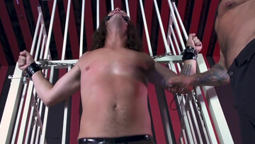 Chained male gets gagged and roughly spanked during rough sexual fetishes