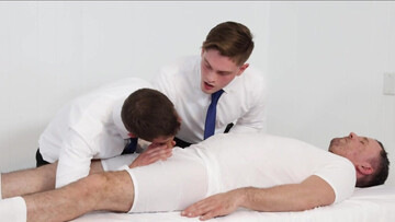 Stepfather dearest gets a religious double blowjob