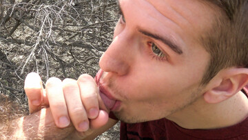 Steamy boy looks great with the cock fully in his mouth