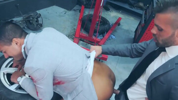 Hard sex at the garage between insolent Jonathan Miranda and Ricky Blue