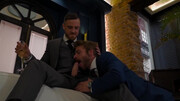 Bareback couch sex after a business talk for Gabriel Phoenix and JP Dubois