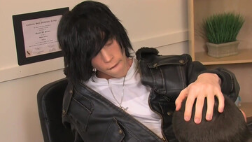 Emo dude is having fun with a short-haired teen pervert