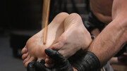 Master dominates his male slave while he worships his cock