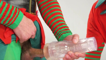 Appealing men play rough Christmas games in bondage perversions