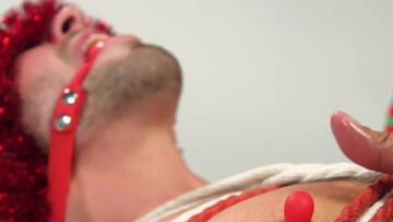 Appealing men play rough Christmas games in bondage perversions