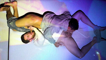 Bareback fucking with moody lighting and two hot men