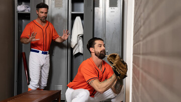 Muscular baseball players share something else in their intimate duo
