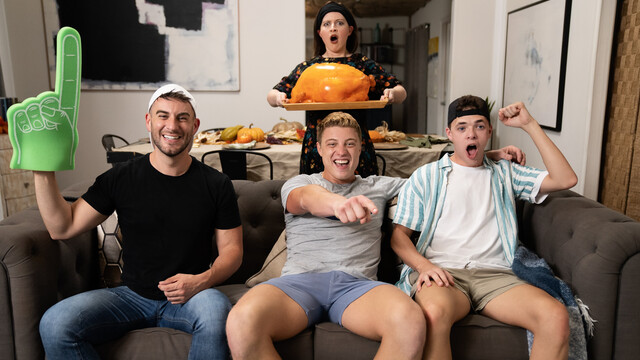 Slender boys pose hot together in a fantastic home play