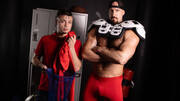 Horny boys fuck at the locker room after a nice foreplay