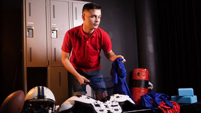 Horny boys fuck at the locker room after a nice foreplay
