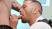 Inked blonde tries glory hole perversions with a random gay slut