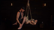 Two tattooed men with a fetish for ropes are fucking