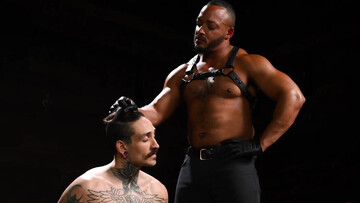 Dominant black man is teasing a tattooed Latino perv