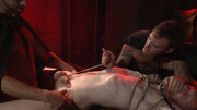 Horny men play dirty BDSM games in a flaming threesome