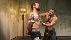 Gagged male slave wants more while being stranded and dominated