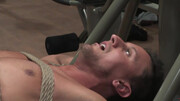 Bondage at the gym for the bodybuilders Colby and Dakota