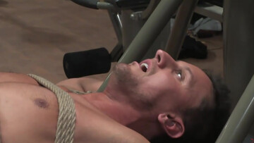 Bondage at the gym for the bodybuilders Colby and Dakota