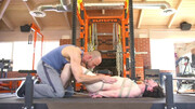 Dick clamping maledom perversions at the gym between two hunks