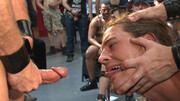 Bondage scene with a hunk who takes it all