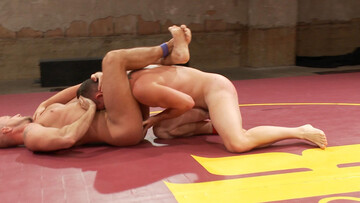 Wrestlers fight in erect scenes while they fuck in the ass